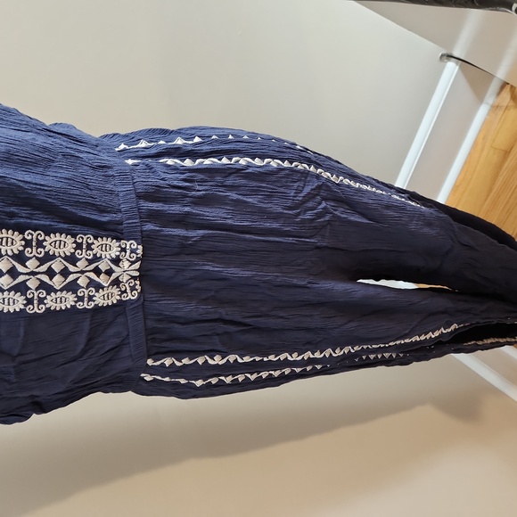 American Rag Size XL Navy Blue White Design Spaghetti Strap Jumpsuit - Picture 3 of 11